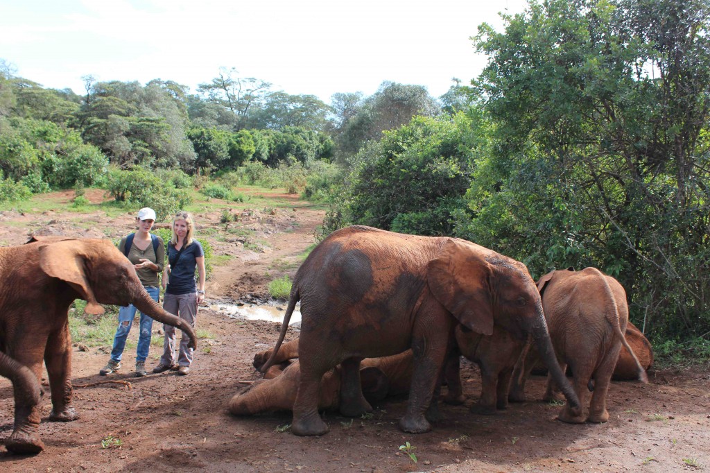 Author with Nadya Hutagalung on safari in Kenya at Daphne Sheldrick's elephant orphanage