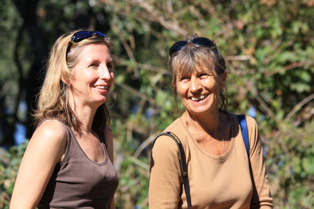 Karen & I having a laugh together in 2011 on a walk in the bush near her home in Zimbabwe (credit: Andy Ridley)