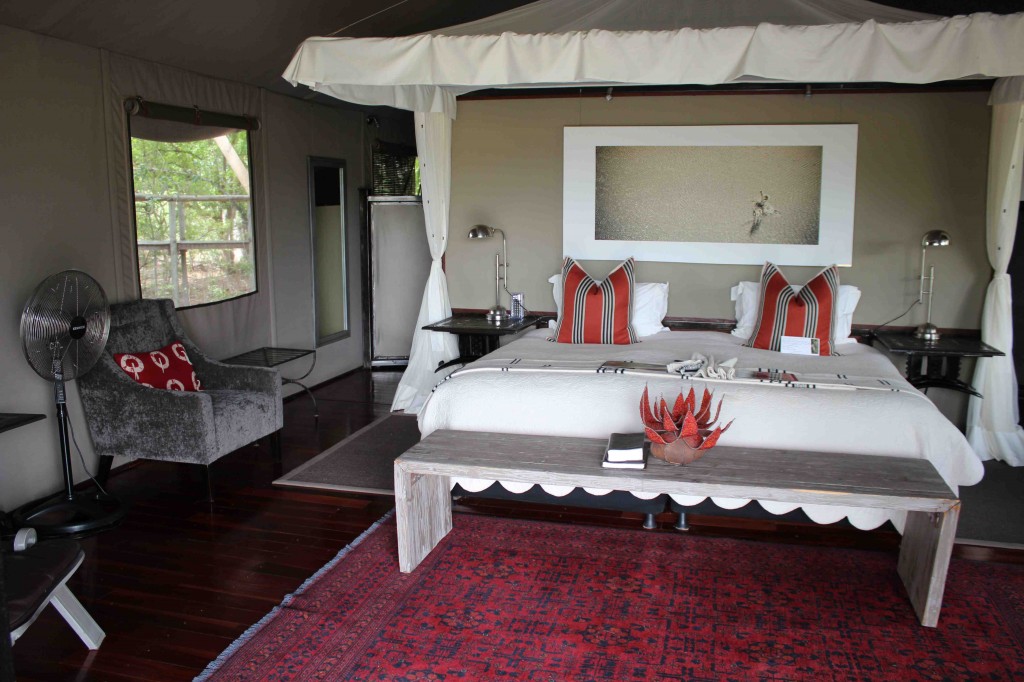 One thing we do not do in the Wilderness Safaris camps is rough it - this is true glamping in style (room at Chitabe)